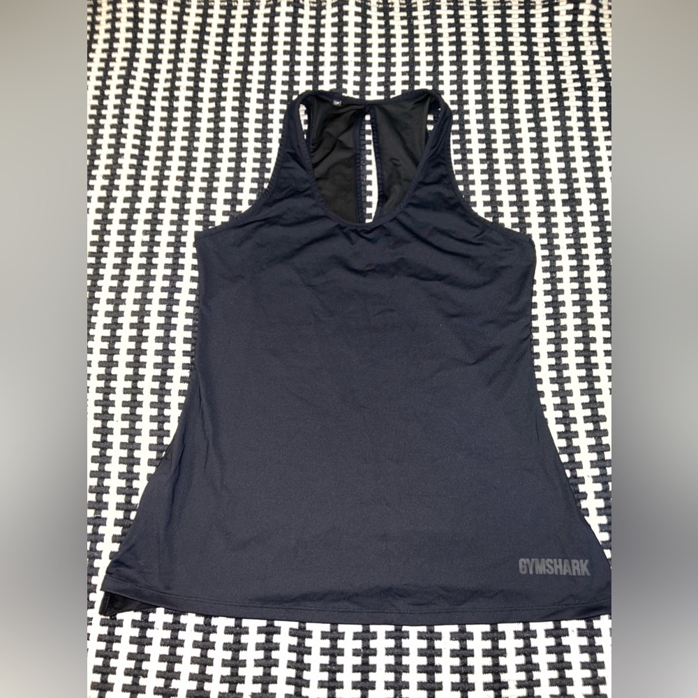 Black gym shark women tank top shirt.
